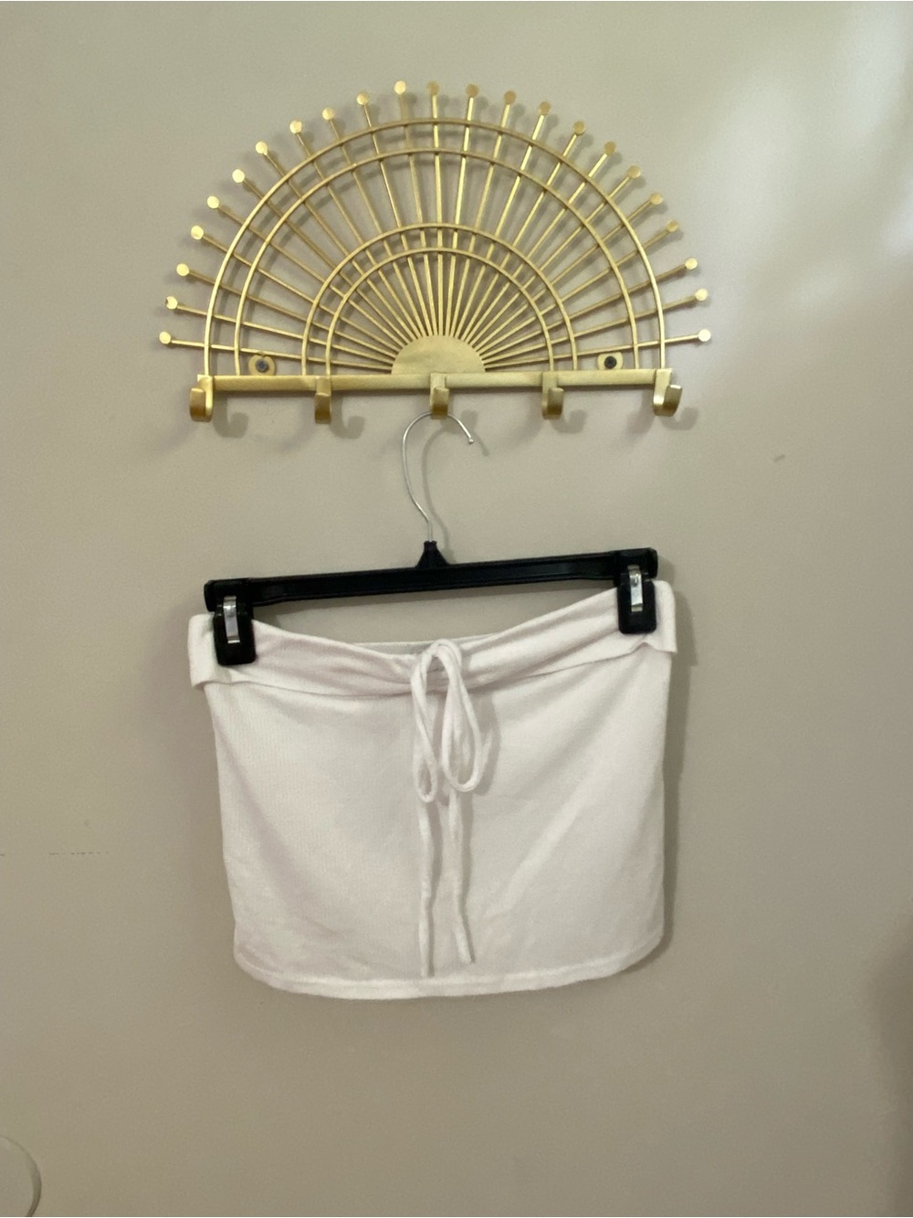 wild fable White Ribbed Tube Top with Front Tie